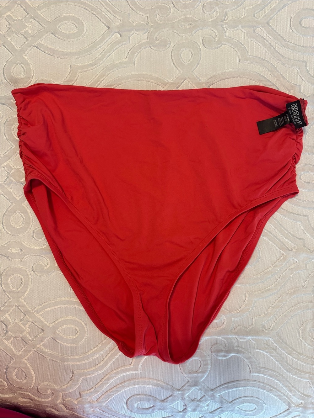 High-Waist Coral Bikini Bottoms